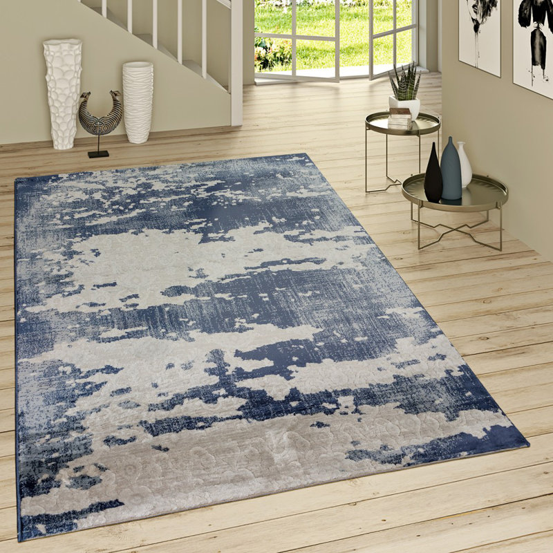 Borough Wharf Rutherford Flatweave Blue/Grey Rug & Reviews Wayfair.co.uk